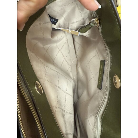 Michael Kors Savannah Large Leather Satchel Purse Green - Picture 10 of 16